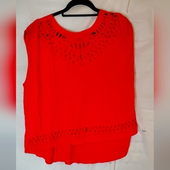 Anthropologie Size Small Coral Tank with Cutout Designs - Picture 1 of 4